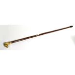 A Walking Cane with Brass Hound Head Handle, (restored)