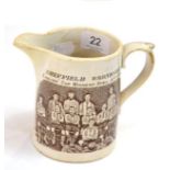 A Late 19th Century Transfer Printed Pottery Jug 'Sheffield Wednesday English Cup Winners 1896',