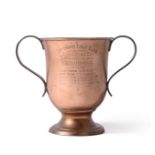 A Leyburn Golf Club Challenge Cup Brass Trophy Cup 1896, presented by C.E.Riddell to J.R.Wray, F.W.