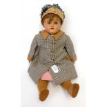 Circa 1940s Celluloid Shoulder Head Doll, bearing the turtle mark and 'Schultzmarke' '16.5', with