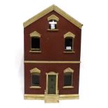 Early 20th Century Wooden Dolls House, carved and painted brick style facade, cream painted