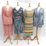 Modern Missoni Costume including a pink and cream woven Long Sleeveless Dress, with ruched detailing