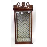 Early 20th Century Dolls Oak Framed Glazed Display Cabinet, with carved top rails, blue floral