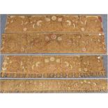 Two Pairs of Possibly 17th Century Woven Pelmets, appliqued with eagles heads, tulip and flower