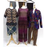 Assorted Modern Missoni Costume, including a wool cardigan/jacket in purple with flower head