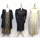 Circa 1970s Gina Fratini Medieval Style Three Piece, comprising a woven pinafore dress with