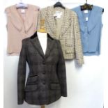 Modern Costume including, Chanel brown and cream checked boucle jacket, with three monogrammed