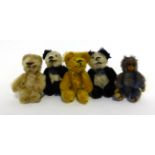 Two Circa 1950s Miniature Schuco Panda Bears, Two Teddy Bears and a Monkey (5)