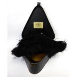 A George V Navy Blue Velvet Tricorn Mayors Hat, with black ostrich feather trim and gold brocade