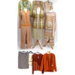 Assorted Modern Missoni Costume, including three peach, orange and gold patterned cardigans, two