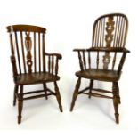 20th Century Craftsman Made Miniature Bow Back Windsor Armchair, on turned legs, 11.5cm by 29cm high