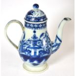 An 18th century pearlware coffee pot Restoration and old firing crack to handle, the cover cracked