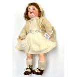 Kley & Hahn 680 bisque socket head character doll, with sleeping blue eyes, open mouth, brown wig,