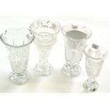 Four Waterford Crystal vases including the 'James Joyce' vase from the 'Playwright & Literary'