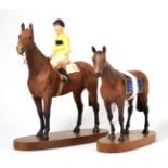 Beswick Connoisseur Horses Comprising: Mill Reef, model No. 2422, matt, on wood plinth; Arkle -