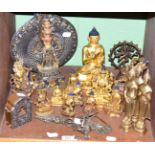 A quantity of modern gilt metal souvenir Buddha figures