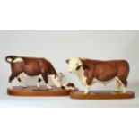 Beswick Connoisseur Polled Hereford Bull, model No. A2574, satin matt, on wood plinth; together with