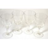 Four ''Bird Fighting'' wine glasses