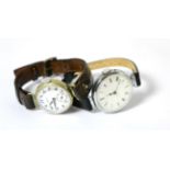 Two enamel dialled wristwatches, one signed J W Benson