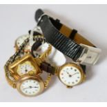 A lady's 15ct gold wristwatch, a lady's Stern wristwatch stamped 14K, three 9ct gold lady's