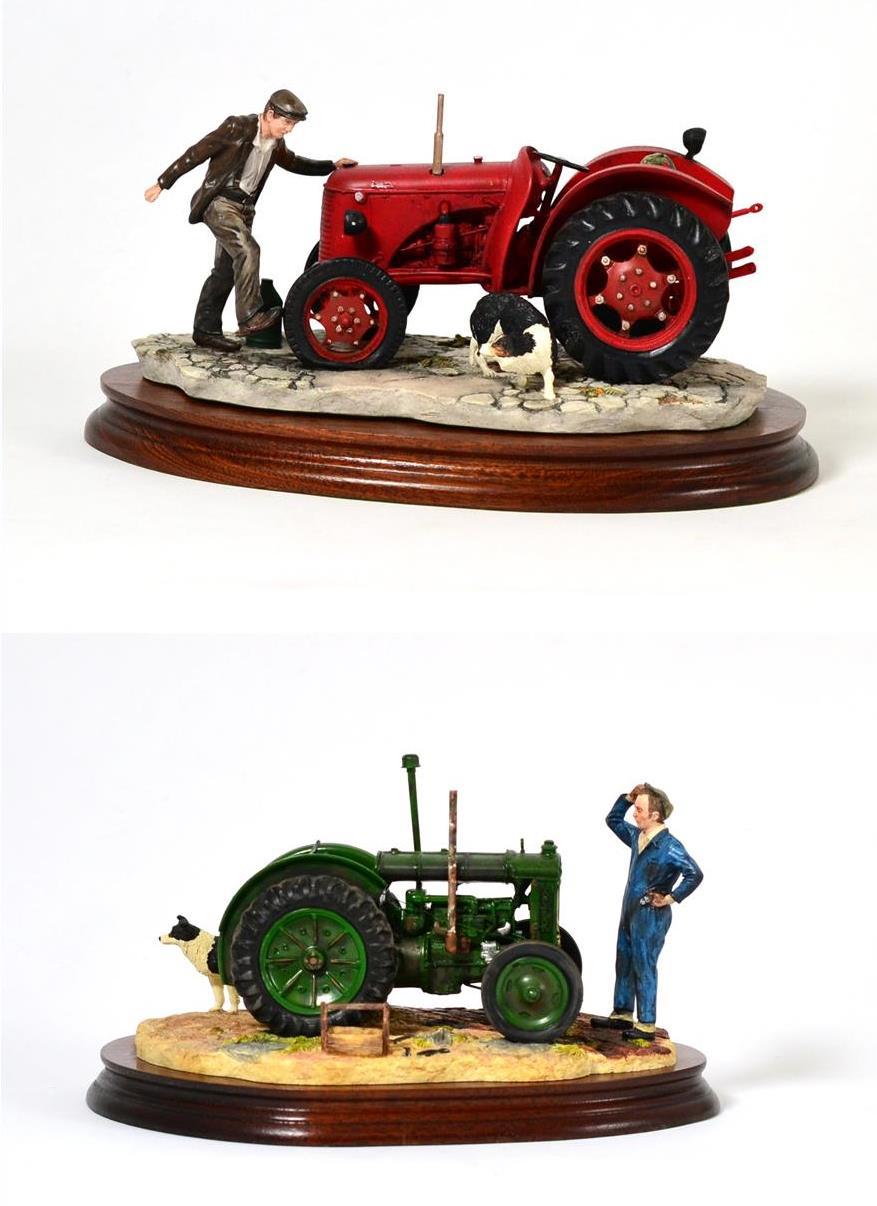 Border Fine Arts 'Kick Start' (David Brown Cropmaster Tractor, Farmer and Collie), model No. B0541