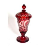 A Bohemian vase and cover Very minor chip to interior cover edge, minor wear to overall consistent