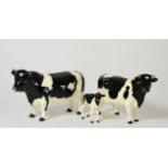 Beswick Cattle comprising: Friesian Bull Ch. 'Coddington Hilt Bar', model No. 1349A, Friesian Cow