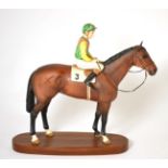 Beswick Connoisseur Horse 'Nijinsky - Lester Piggott Up', model No. 2352, matt, on wood plinth