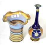 A Royal Doulton Lambethware vase and a Denby Hare's fur glazed vase