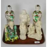 A group of oriental porcelain figures including three blanc de chine (6)