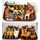 A large collection of Beswick dog models (on three trays)