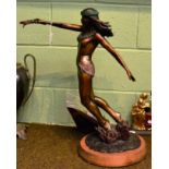 Frances Foss Neufeld (b.1939): ''Pele'', a bronze figure of a maiden with a torch, signed PELE