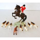 Beswick Huntsman (On Rearing Horse), Style One, Second Version, model No. 868, brown gloss; together