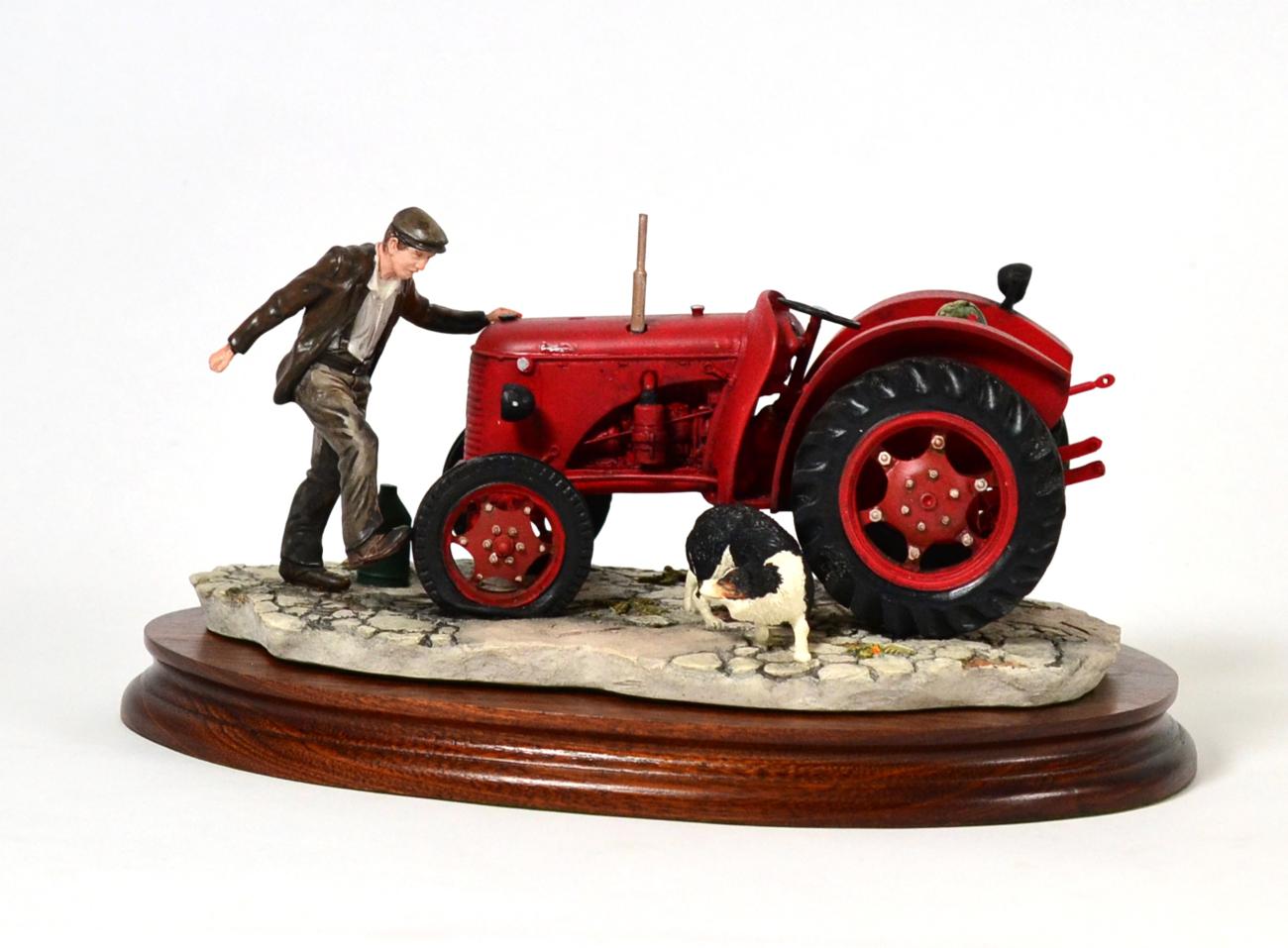 Border Fine Arts 'Kick Start' (David Brown Cropmaster Tractor, Farmer and Collie), model No. B0541 - Image 3 of 3