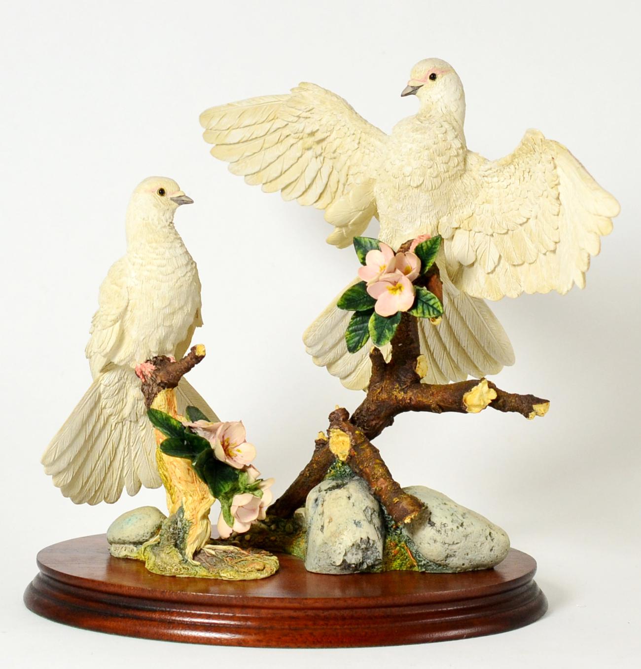 Border Fine Arts 'Fantail Doves' (Pair), model No. WB73 by Russell Willis, limited edition 139/