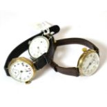 Three enamel dialled wristwatches, signed Asprey and Waltham