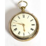 A silver pair cased verge pocket watch