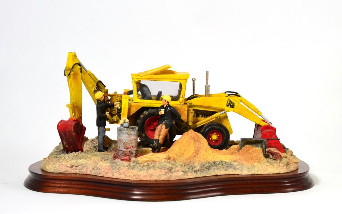 Border Fine Arts 'Tea Break' (JCB), model No. B0274 by Ray Ayres, limited edition 756/950, on wood