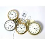 Four American pocket watches signed Waltham, Hamilton