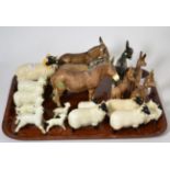 A collection of Beswick Sheep and Donkeys including Boreray Sheep, model No. 4124