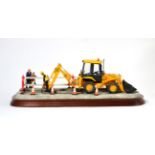 Border Fine Arts 'Essential Repairs' (Workman with JCB back hoe), model No. B0652 by Ray Ayres,