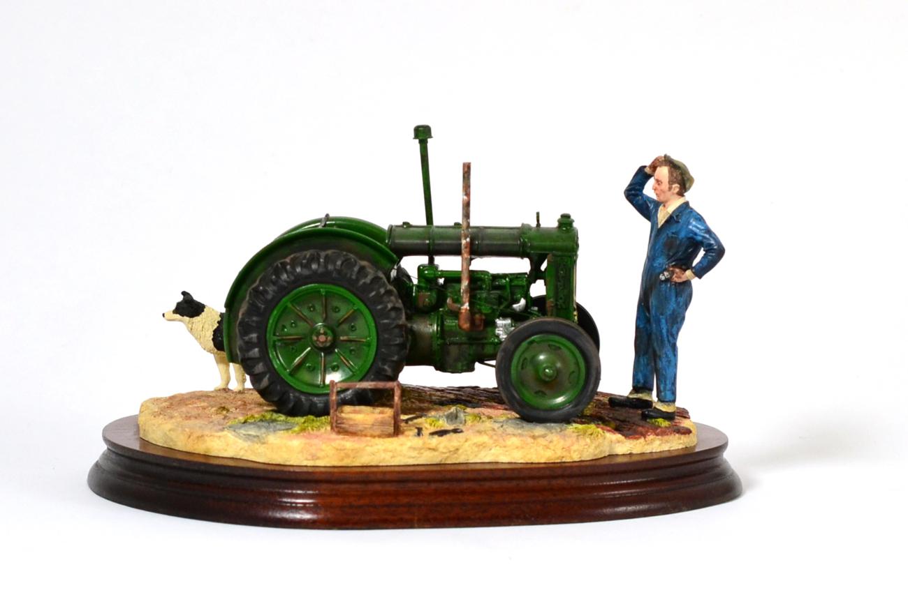 Border Fine Arts 'Kick Start' (David Brown Cropmaster Tractor, Farmer and Collie), model No. B0541 - Image 2 of 3