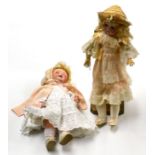 A German Armand Marseille bisque socket head doll, impressed '1330', with blond hair, sleeping brown