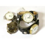 Four enamel dialled wristwatches, one signed Omega