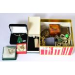 Assorted costume jewellery, including silver items