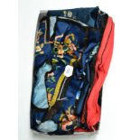 Chinese blue silk panel with floral and butterfly embroidery and a Chinese waistcoat (2)