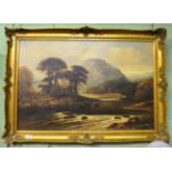 Framed oil on canvas of a river scene in Betwsy Coed