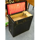 A large vintage car luggage trunk, by Brooks of Birmingham, of rectangular hinged form, the lid with