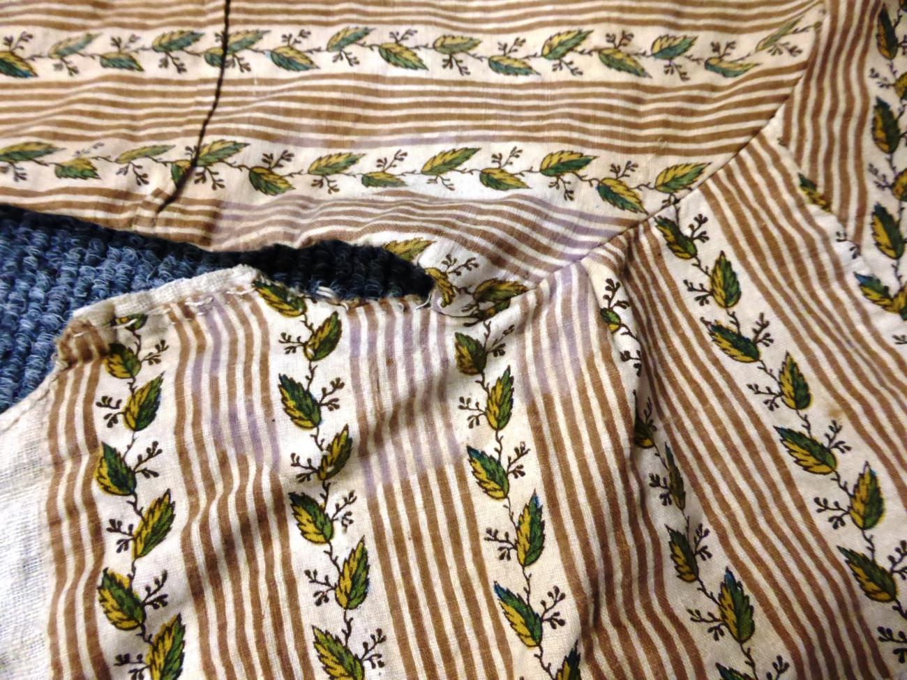 A 19th century green checked long dress with long sleeves (a.f.), printed cotton part bodice, - Image 7 of 13