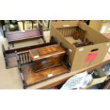 A group of four rosewood, mahogany and other book troughs all 19th century, together with a 19th